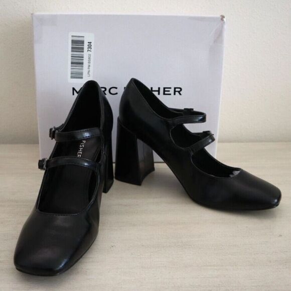 Marc Fisher Women's Sz 8M Black Charisy Tapered Block Heel Dress Pumps - Picture 1 of 9